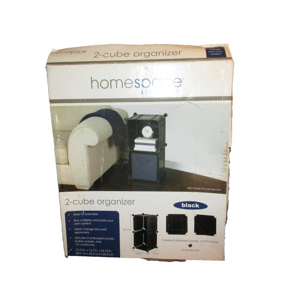 Homespace Solutions 2-Cube Organizer Includes 5 Panels Color Black